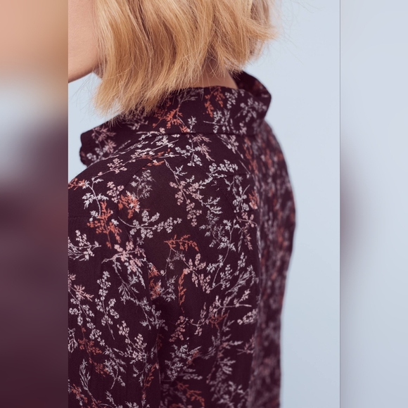 NWOT Anthropologie Maeve Bainbridge Buttondown Blk Floral Blouse Women’s Size 10 - Picture 3 of 14